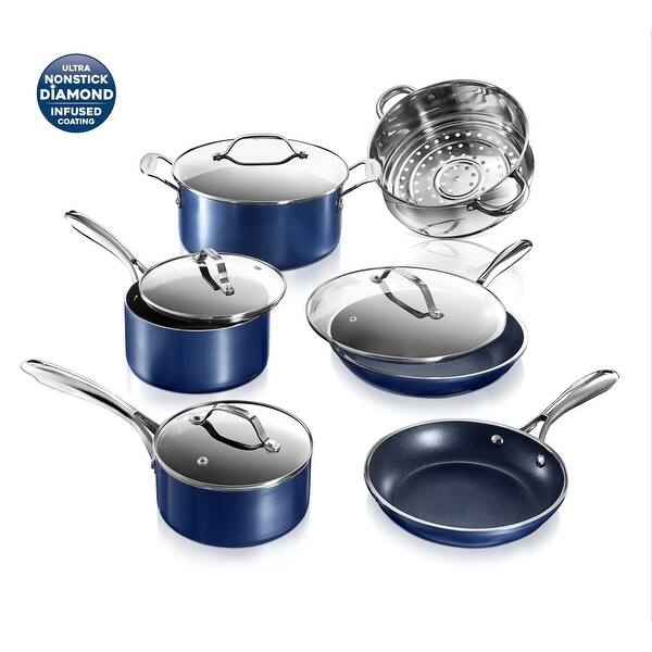 Granitestone Blue Non Stick Scratch Resistant 10pc Cookware Set Overstock 31128165