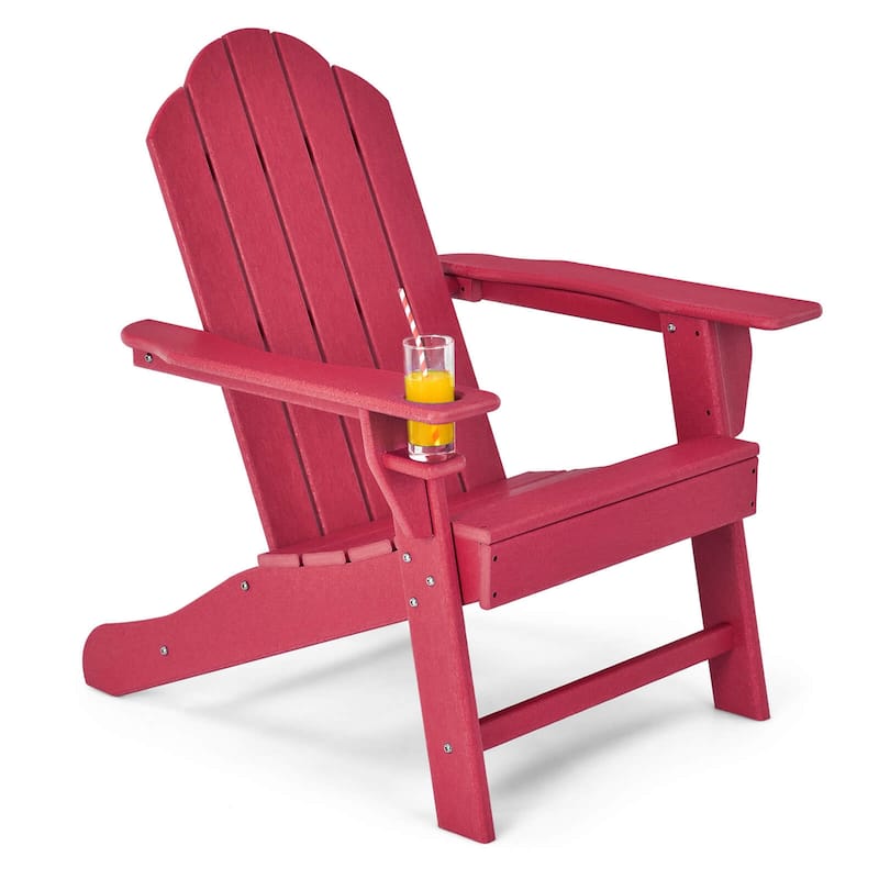 Costway Patio Adirondack Chair Weather Resistant Garden Deck W/Cup