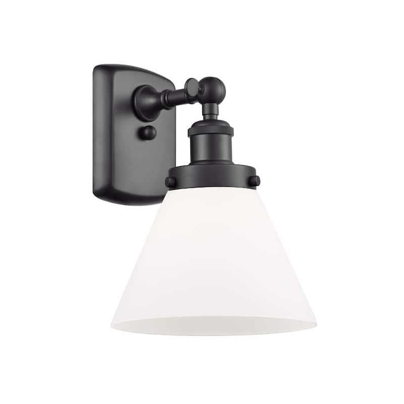 Innovations Lighting Large Cone 8" Wide Bathroom Sconce - Matte Black / Matte White
