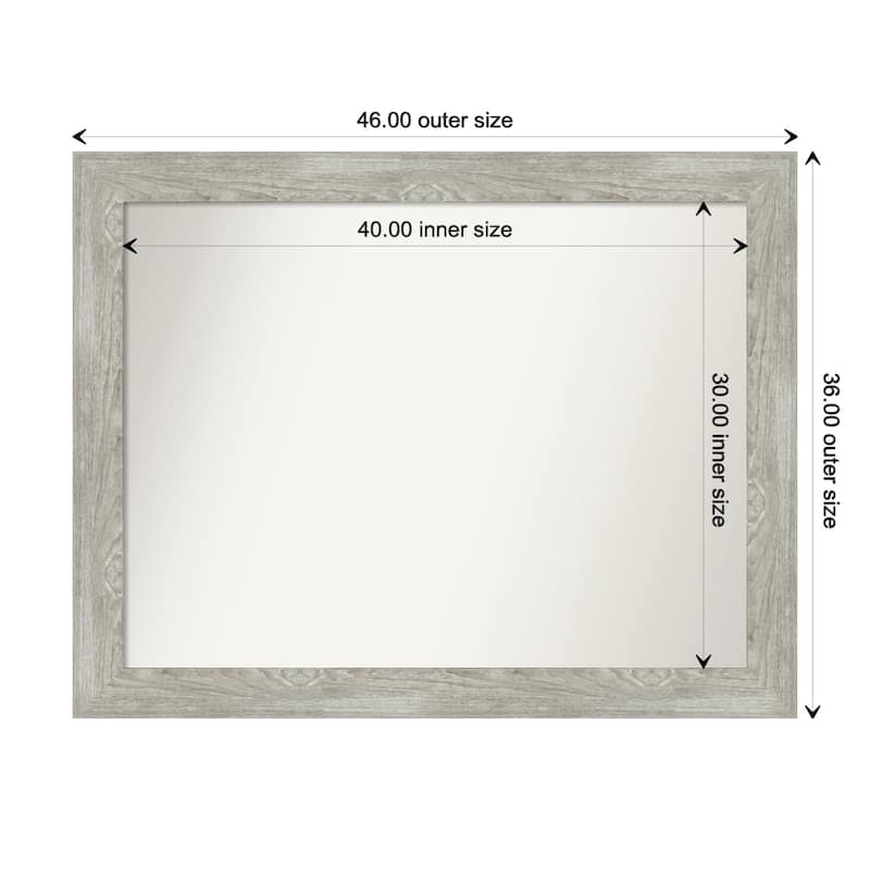 Dove Greywash Framed Non-Beveled Custom Wall Mirror, Bathroom Vanity Mirror - Outer Size: 46 x 36