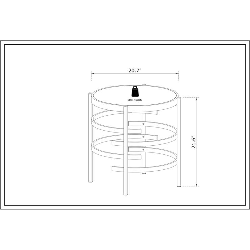 Modern Round End Table with Sintered Stone Top, Chrome/ Silver End Table for Living Room 20.67''W x 20.67''D x 21.65''H