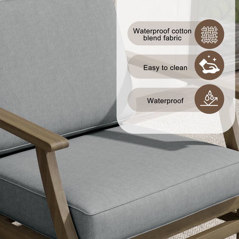 Teak Outdoor Bistro Set with Weather-Resistant Cushions (3-Piece Set)