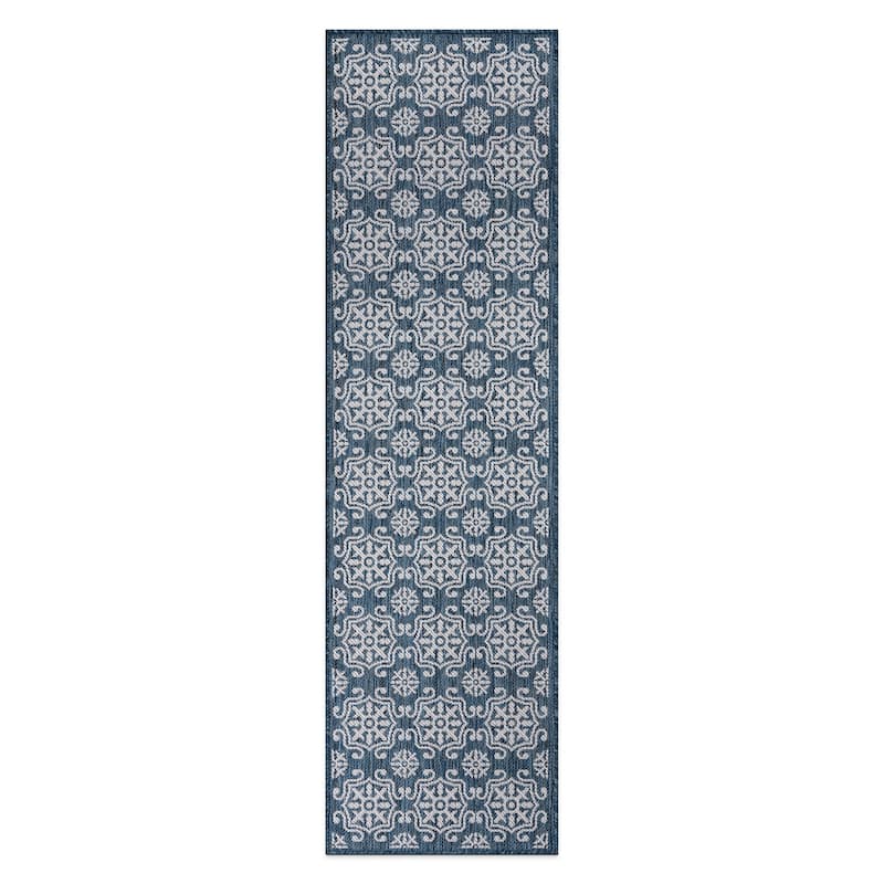 World Rug Gallery Transitional Geometric Textured Flat Weave Indoor/Outdoor Area Rug