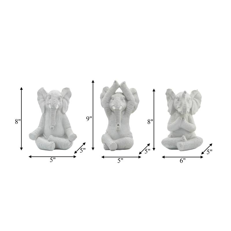 Sagebrook Home Decorative Resin Elephant Figurines with Yoga Poses, Set of 3