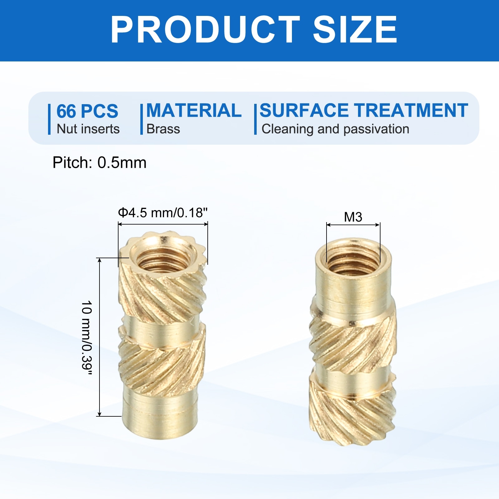 Threaded Inserts, Brass Heat Set Insert for 3D Printing