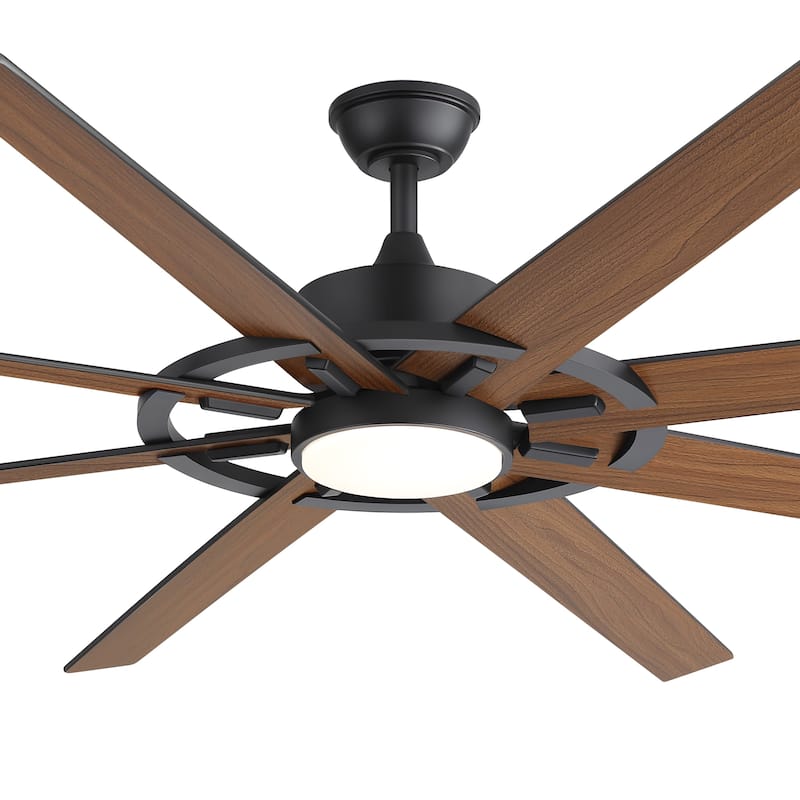 72" Large Ceiling Fan with 3CCT Dimmable LED Light and Remote(8 Reversible Blades）