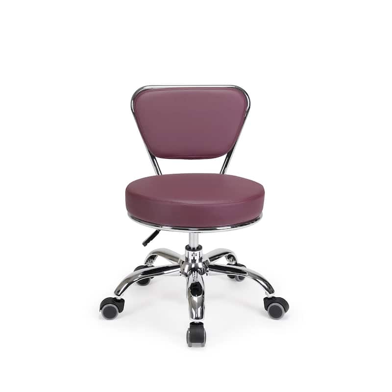 DAYTON Short Stool Rolling Stool with Adjustable Height 13-15" - N/A - Burgundy