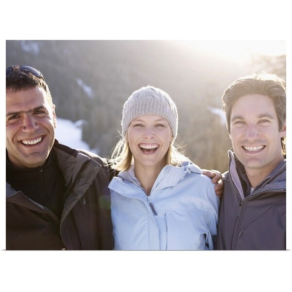 "Friends smiling in snowy scene" Poster Print