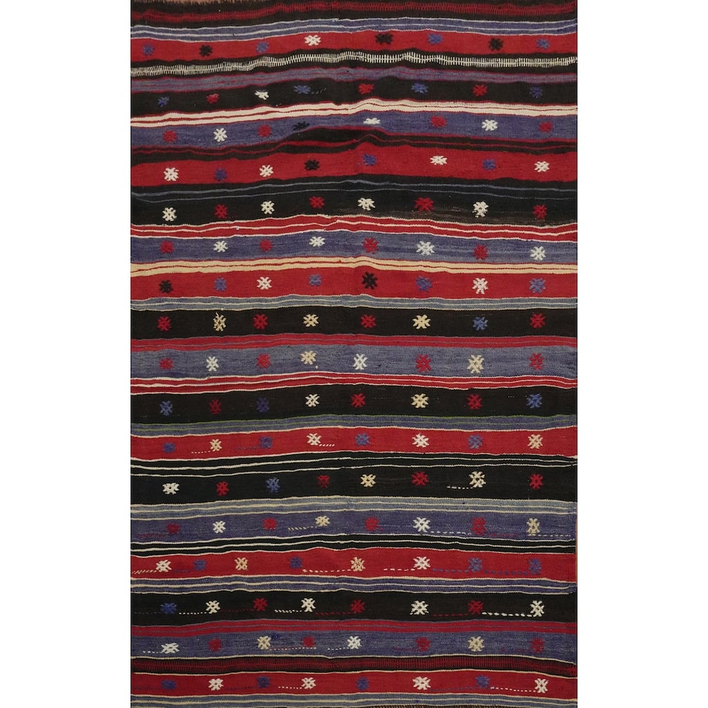 Hand Woven Oriental 100% Wool Carpet Southwestern Tribal Multi-Colored Kilim Area Rug - 7' 3'' X 5' 0''