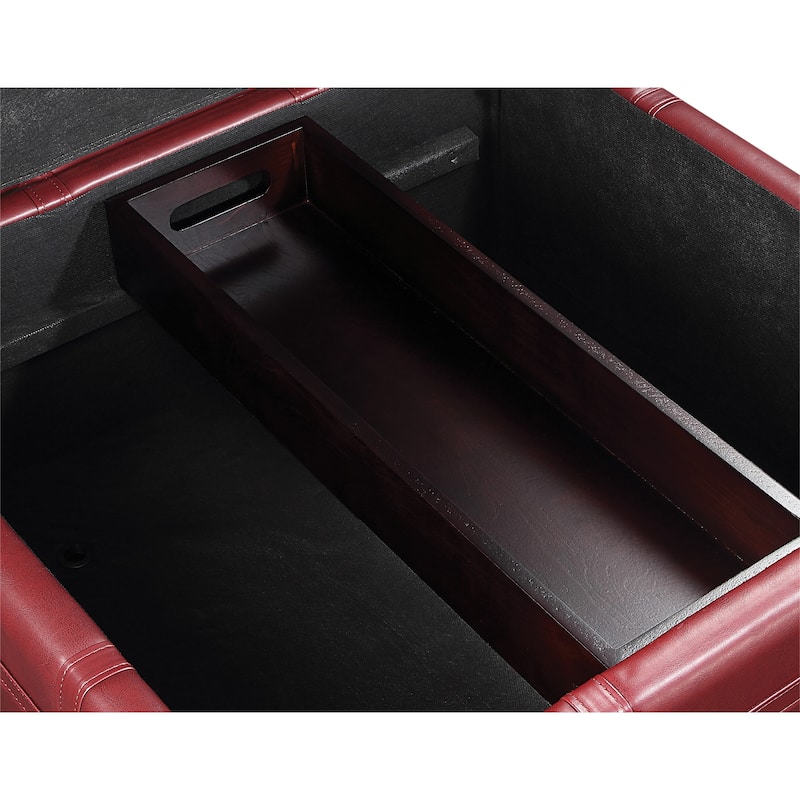 Detour Strap Square Storage Ottoman in Faux Leather