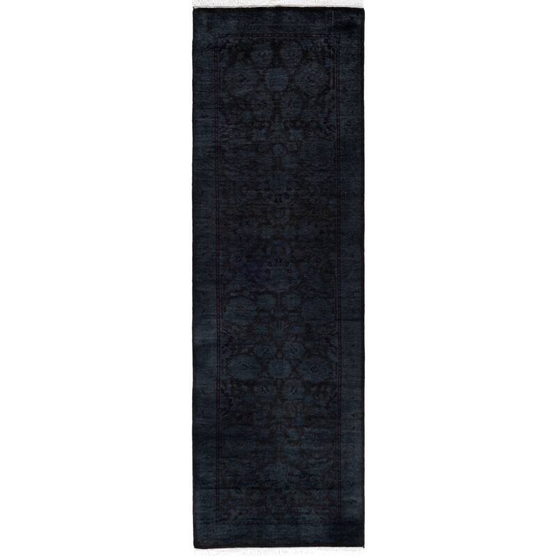 Overdyed One-of-a-Kind Hand-Knotted Area Rug - Gray - 2' 7" x 8' 4"