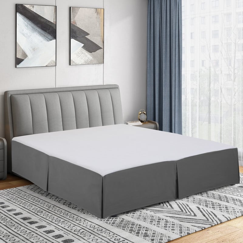 Swift Home Easy Fit Tailored Pleat Microfiber Bed Skirt with 14-inch Drop - Twin - Grey