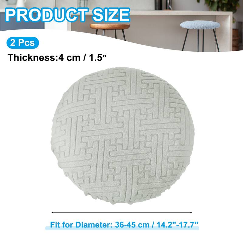 2 Pcs Bar Stool Cover Elastic Bar Stool Seat Covers for 14"-18" Chairs - Grey