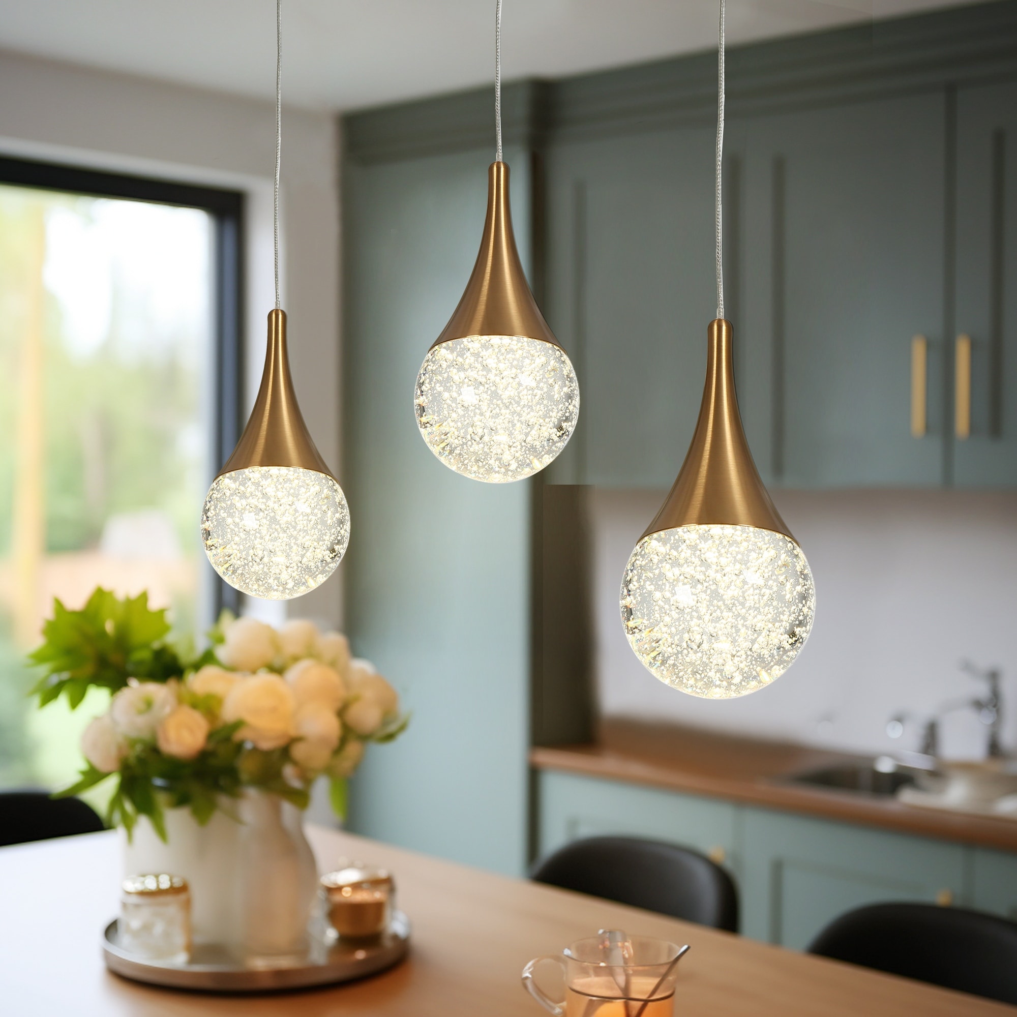 Gold led pendant light top