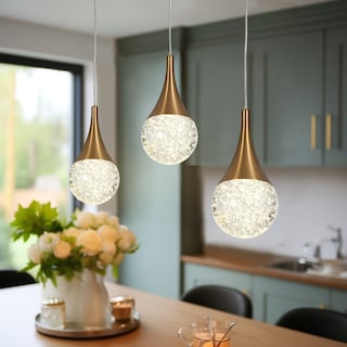 Modern LED Crystal 1-Light Pendant Light Gold Kitchen Island Lights - Dia. 3.9" x H 7.7"