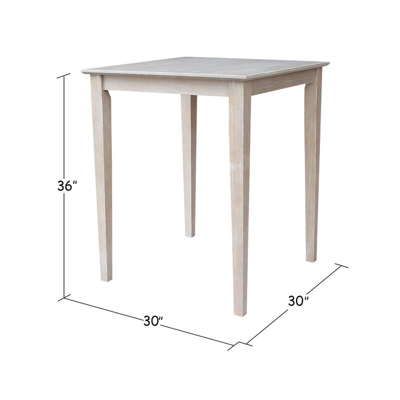Solid Wood Counter Height Table and 2 San Remo Stools in Washed Gray Taupe