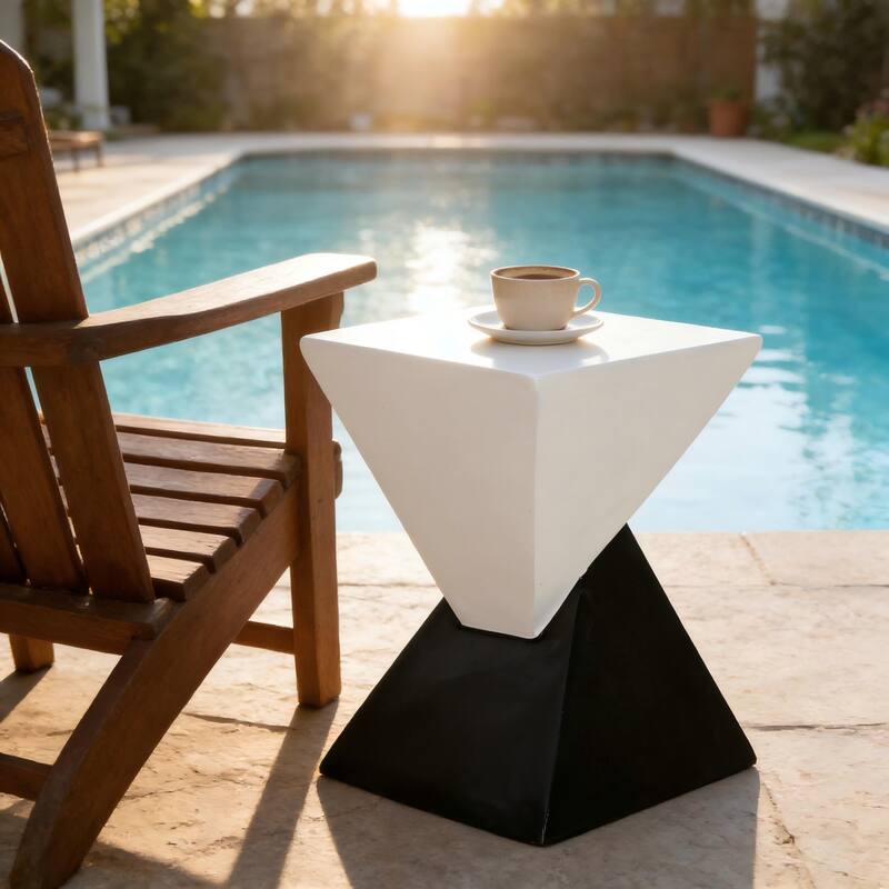 Christopher Knight Home - Atlas Indoor Lightweight Concrete Accent Table - Black,White