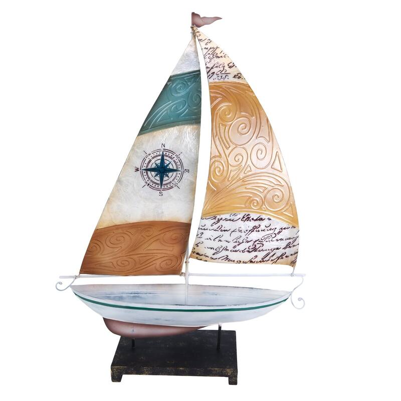 Metal Boat with Script Sail