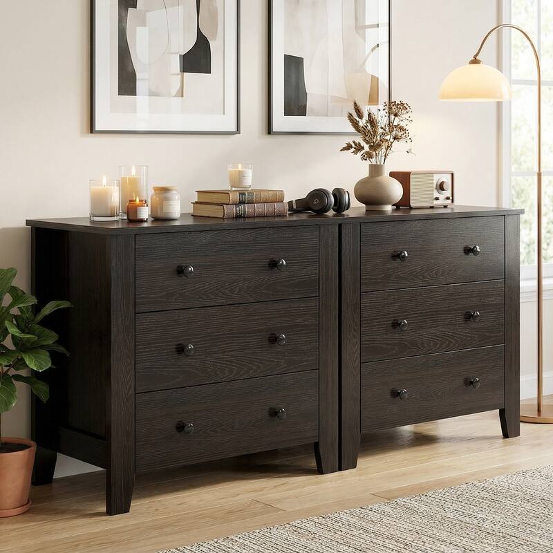 Gymax 3 Drawer Dresser Chest of Drawers Bedside Table for Living Room
