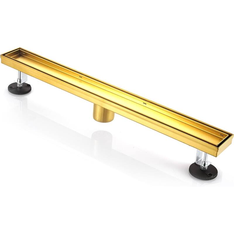 BOANN 304 Stainless Steel Rectangular Linear Shower Floor Drain in Gold