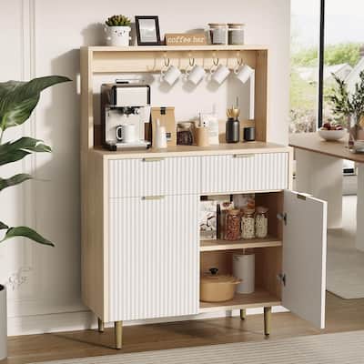 2-Door Sideboard Buffet Cabinet with 2 Drawers, Wood Storage Cabinet for Kitchen