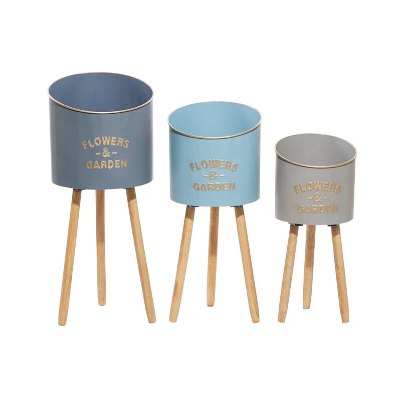 Multi Colored Metal Indoor Outdoor Planter (Set of 3)