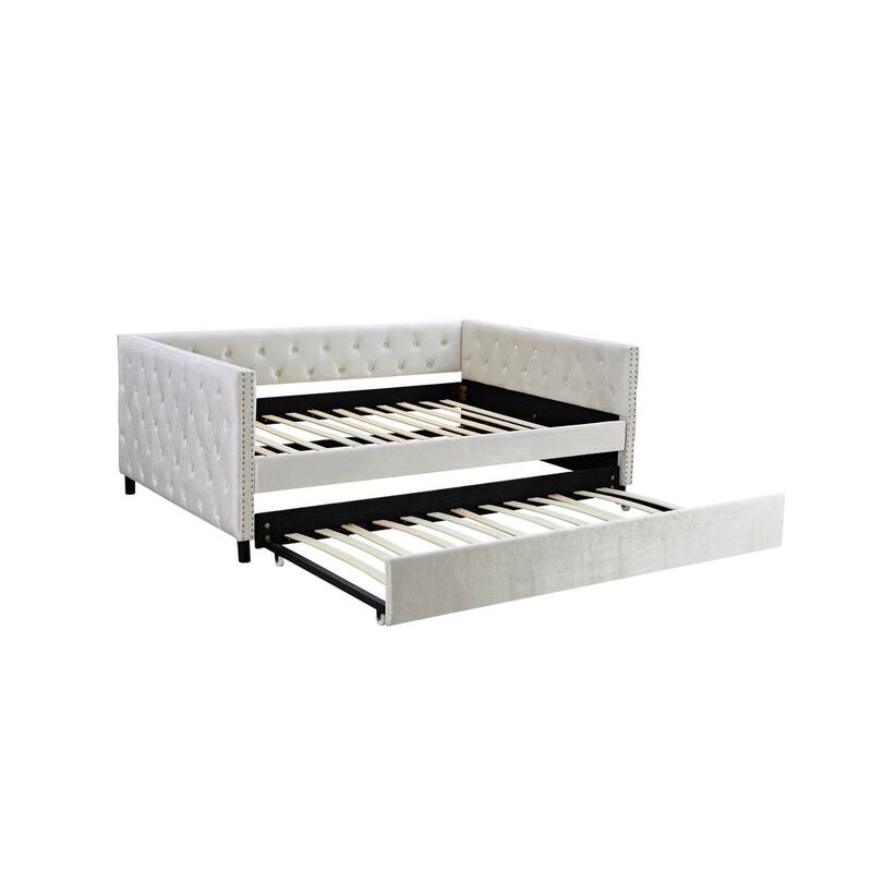 Full Size Velvet Daybed with wheels
