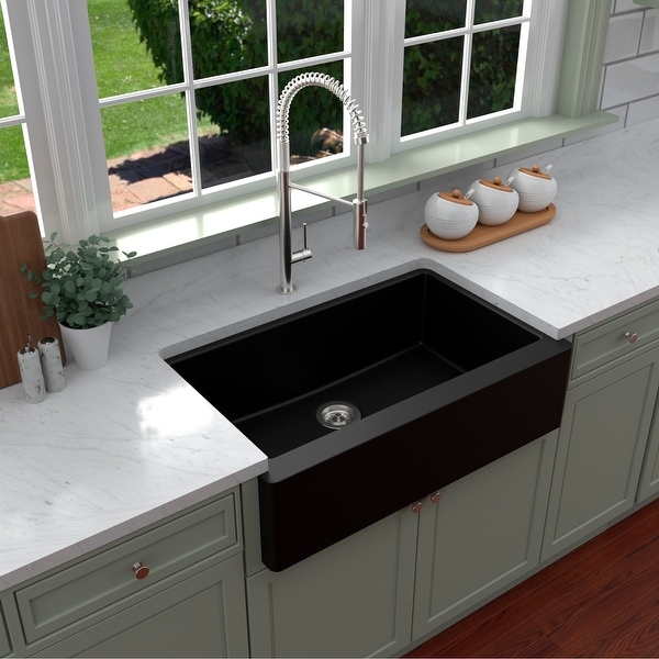 Karran Farmhouse/ Apron-front Quartz Single Bowl Kitchen Sink. Opens flyout.