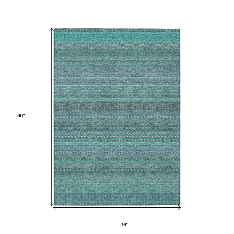 Almove Stripe Weather Resistant Blended Style Outdoor Rug