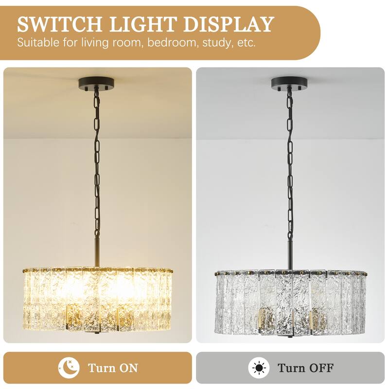 5-Light Modern Candlestick Hanging Linear Chandelier Lighting with Glass Sheet for Kitchen Island