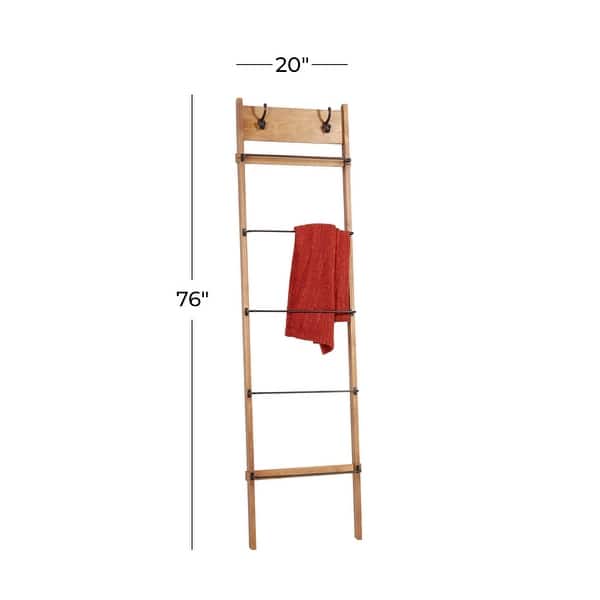 Brown Wood 5 Rack Ladder - 20 x 4 x 76