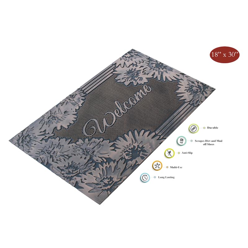 Welcome Rubber Pin Mat Copper Hand Finished Doormat 18" X30"