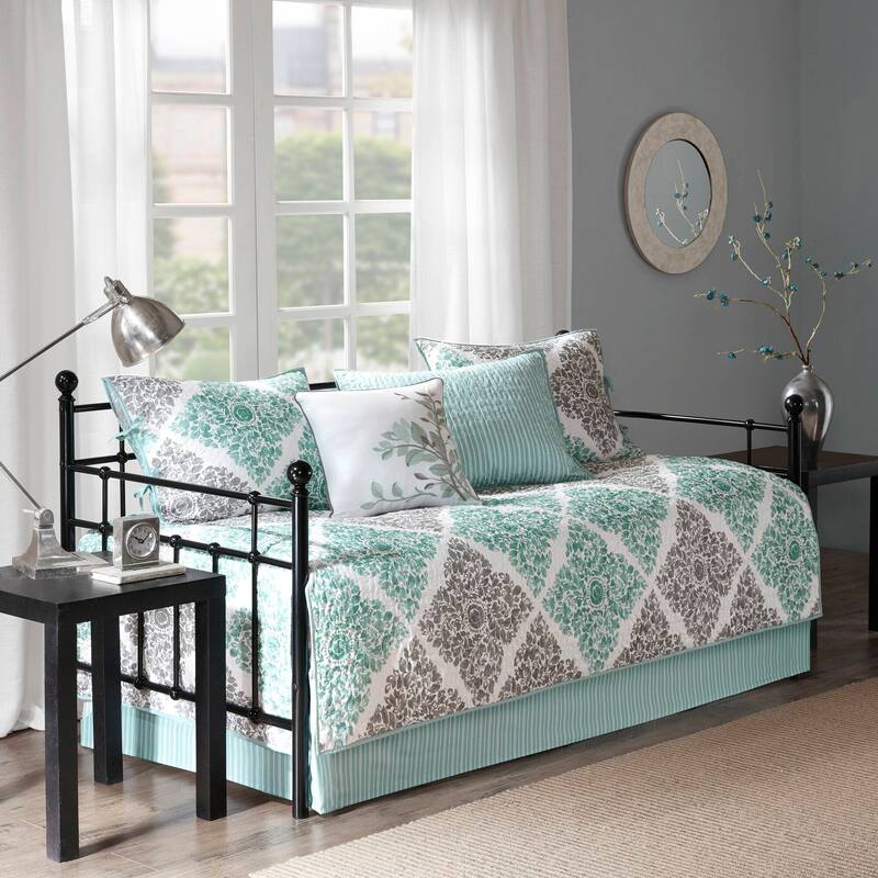 Madison Park Montecito Aqua Printed 6-piece Day Bed Cover Set - Green/Blue