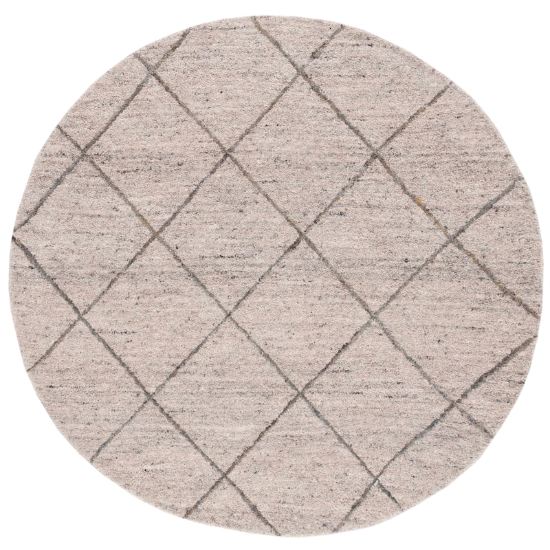 SAFAVIEH Handmade Himalaya Fretwork Trellis Wool Rug - 6' Round - Ivory