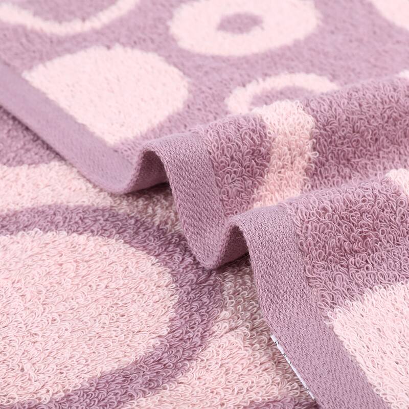 Cute Round Geometric Pattern Hand Towels, Cotton Comfortable Highly Absorbent Bathroom Towel for Hand Drying and Face Washing