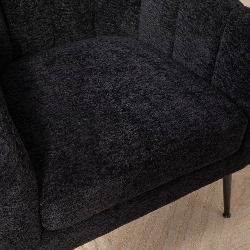 29.9" W Mid-Century Chenille Armchair with Metal Legs