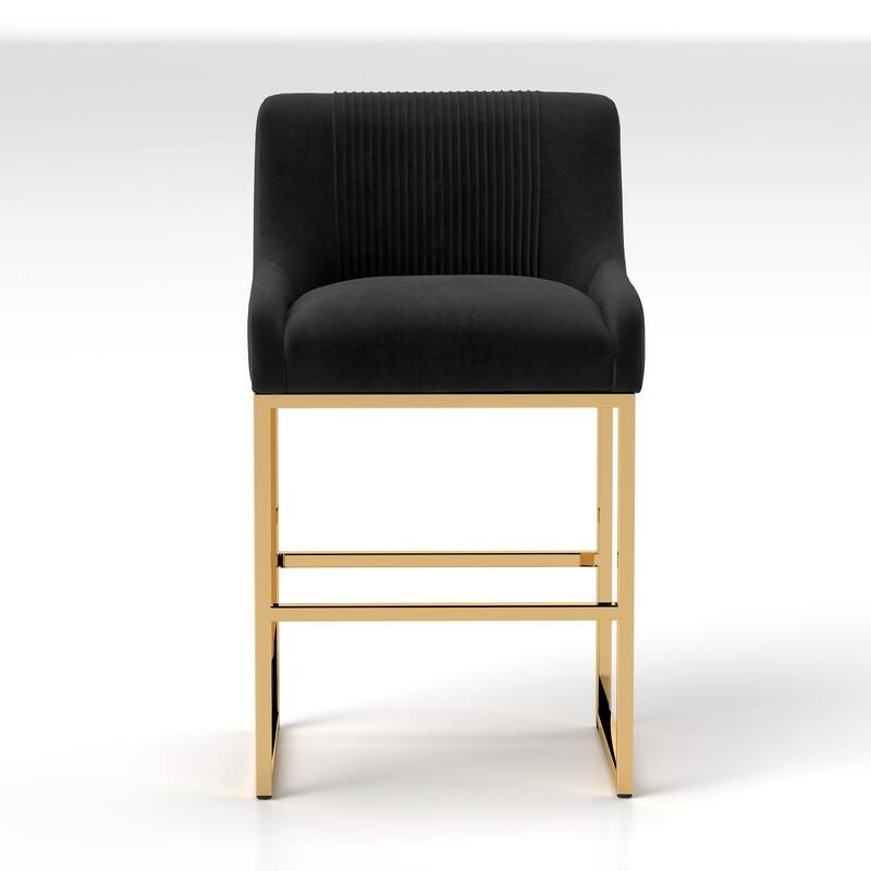 SEYNAR Mid-Century Modern Low-Back Velvet Bar Stools with Metal Frame (set of 2)