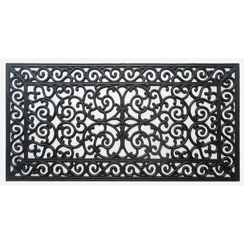 A1HC First Impression Natural Rubber Durable Attractive Entry Doormat - 48"X24" - Black  