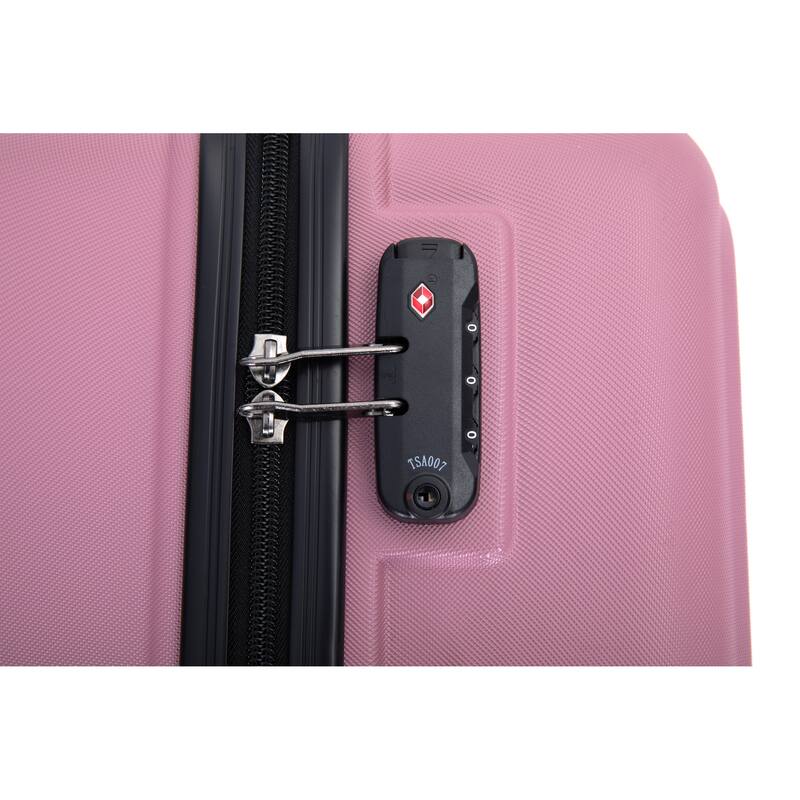 3 Piece ABS Hardside Luggage Sets Spinner Wheels Suitcase with Two Hooks and TSA Lock & Telescoping Handle
