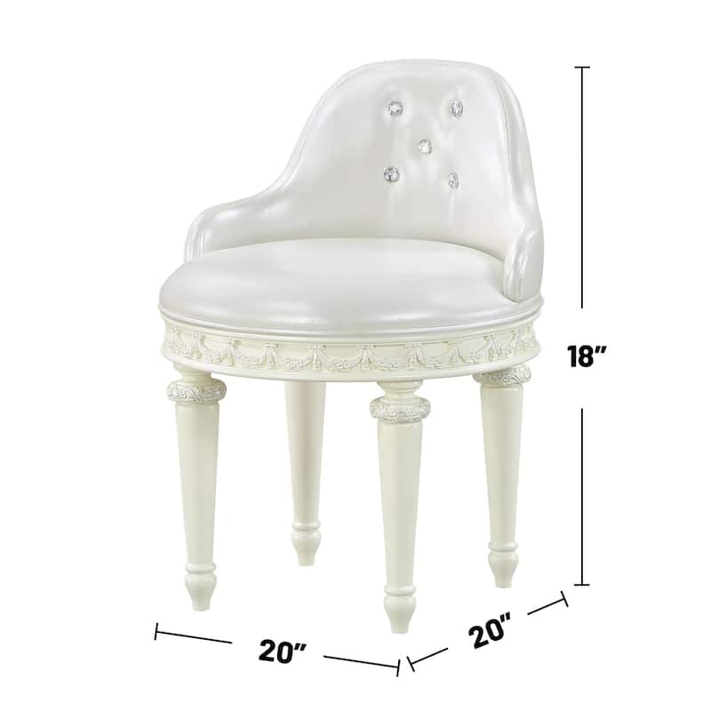 PU Upholstered Vanity Chair with Swivel in Ivory and Pearl White