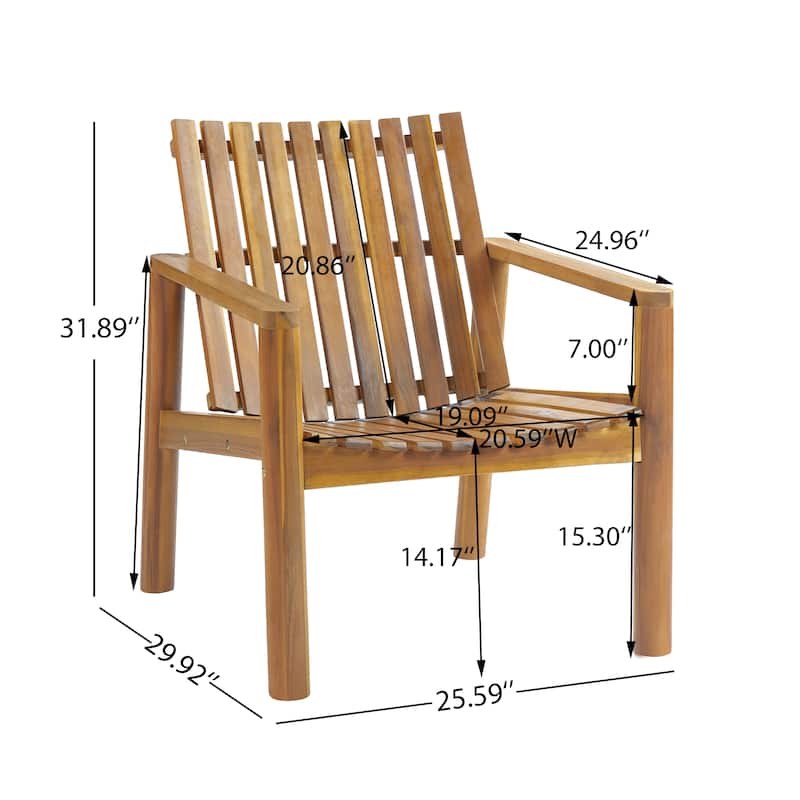 Christopher Knight Home - Solid Acacia Wood Outdoor Lounge Chair with Arms and Slatted Back