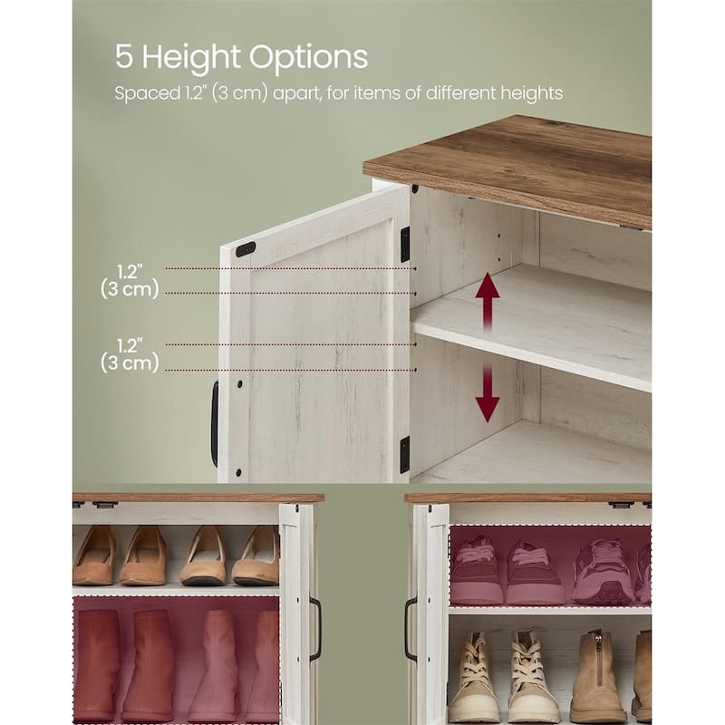 3-Tier Freestanding Shoe Cabinet with Height Adjustable Shelf Suitable for Entryways - 31.5"L x 13.8"W x 27.6"H