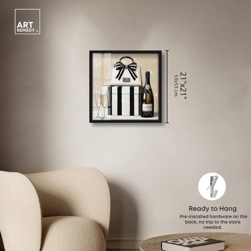 Black and White Striped Glam Shadowbox by Art Remedy