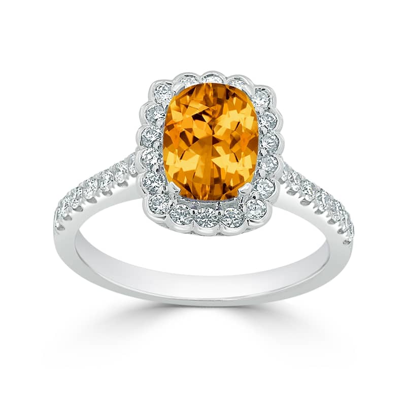 Auriya Vintage 1 1/3ct Cushion-cut Citrine Halo Diamond Engagement Ring 1/2ctw 14k Gold