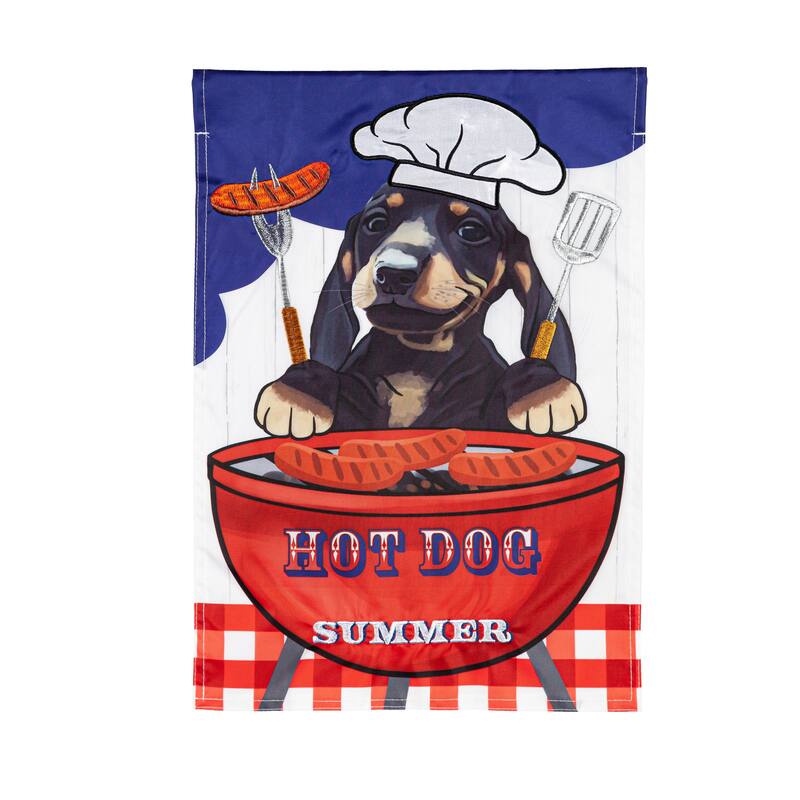 Hot Dog It's Summer Garden Applique Flag