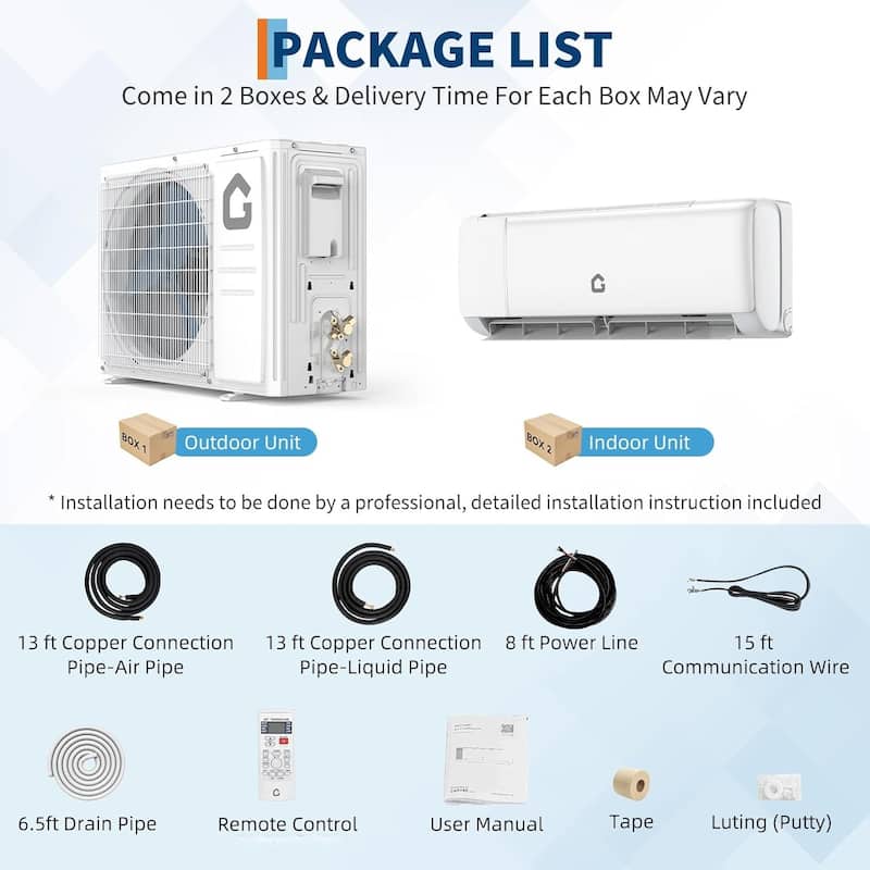 12000 BTU Mini Split Air Conditioner & Heater - Energy Saving 230V SEER2 21 Ductless Wall Mount AC Unit with WiFi,