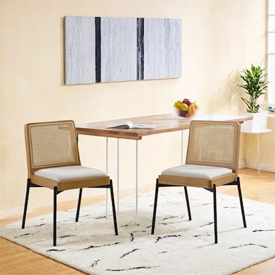 Mid-Century Dining Chairs Set of 2,Accent Linen Fabric Side Chairs