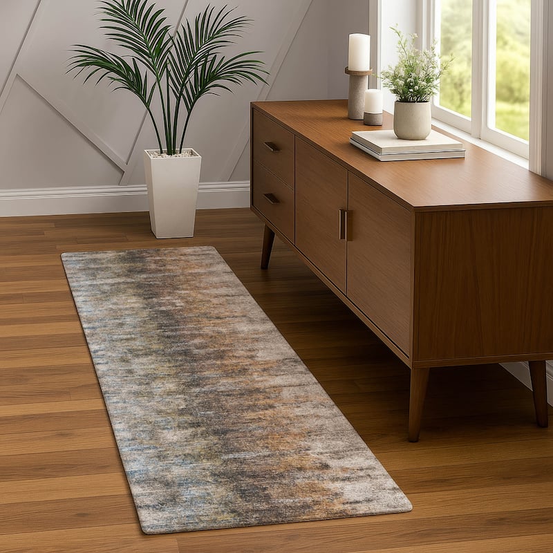 Machine Washable Indoor/ Outdoor Contemporary Ombre Chantille Rug