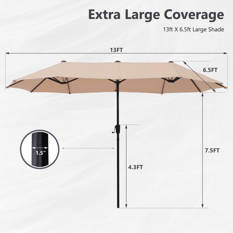 6-piece Patio Dining Set, 1 Square Metal table, 4 Adjustable Folding Chairs and 13ft Umbrella