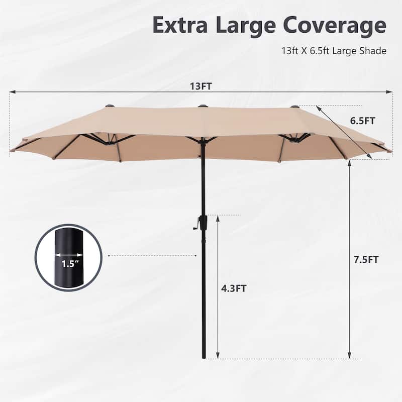 MAISON ARTS 8-Piece Black Metal Outdoor Dining Set with Beige Cushions and Umbrella